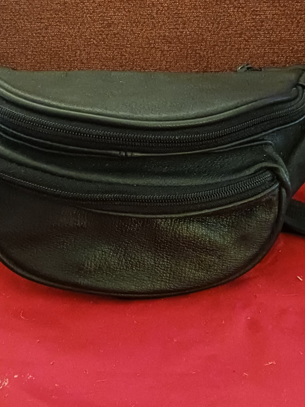 Black Men's Leather Waist Bag / Fanny Pack